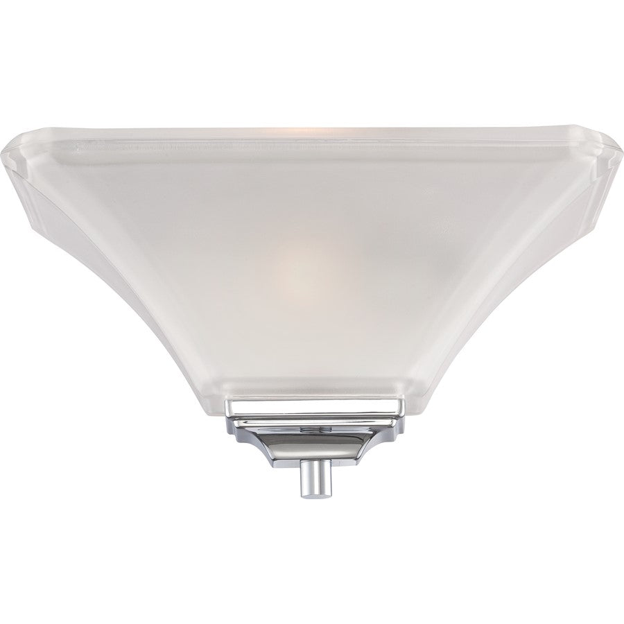Nuovo Parker 13in 1-Light Wall Sconce | Traditional Polished Chrome and Frosted Glass | Living Room & Hallway Accent | 13 x 6.75 x 6.5 in | Model 60-5373