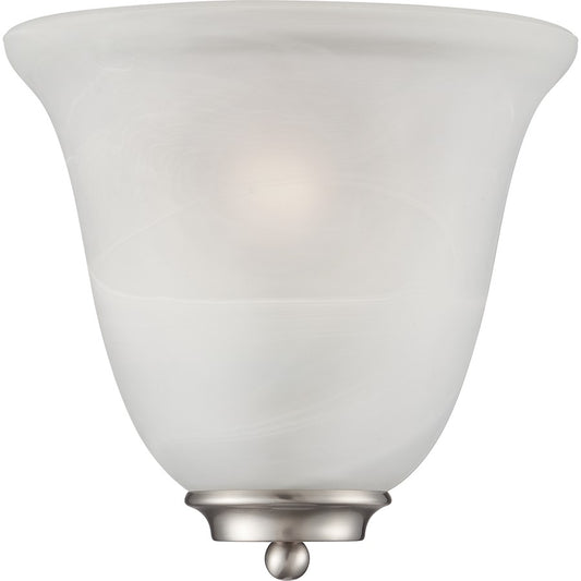 Nuvo Empire 10in 1-Light Wall Sconce | Traditional Brushed Nickel and Alabaster Glass | Hallway & Bedroom Accent | 10 x 5 x 9.625 in | Model 60-5376