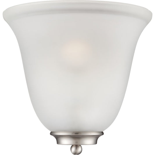 Nuvo Empire 10in 1-Light Wall Sconce | Traditional Brushed Nickel and Frosted Glass | Hallway & Bedroom Accent | 10 x 5 x 9.625 in | Model 60-5377