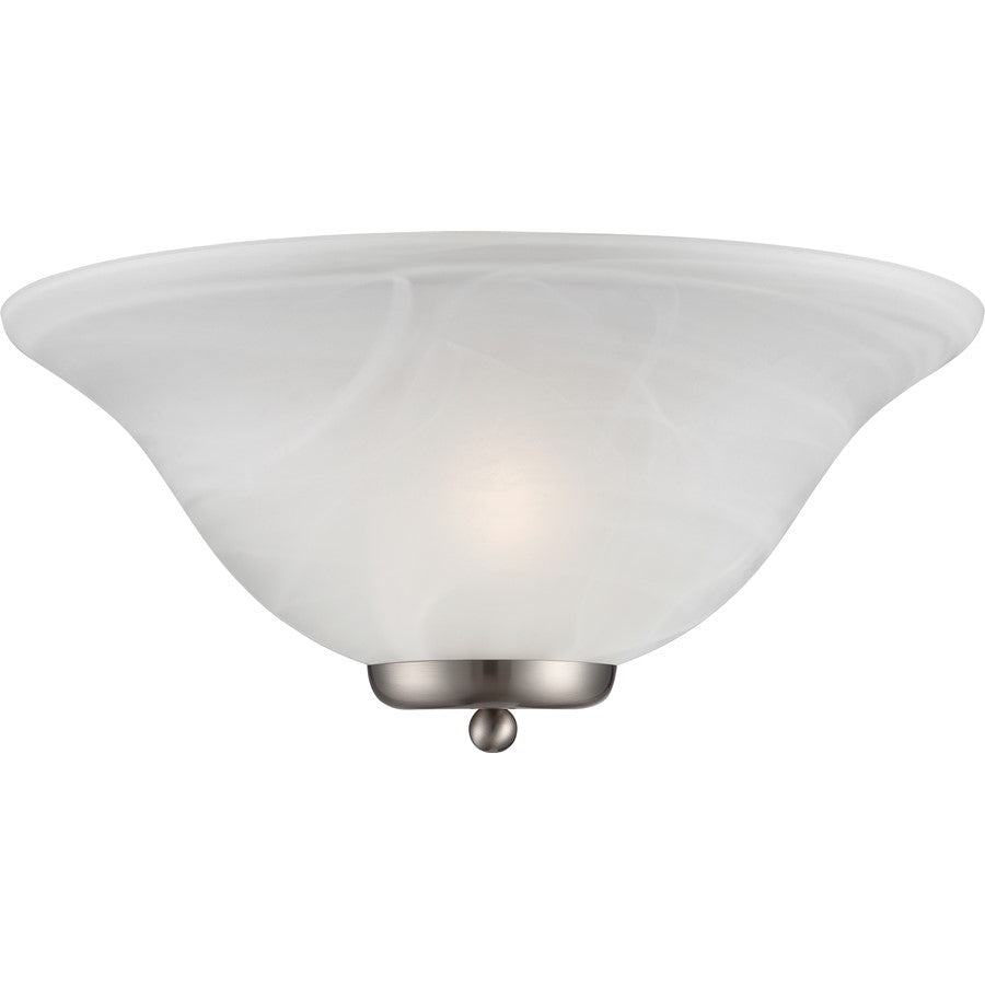 Nuvo Ballerina 1-Light Wall Sconce | Traditional Brushed Nickel and Alabaster Glass | Hallway & Bedroom Accent Light | 7.825in Extension | Model 60-5381
