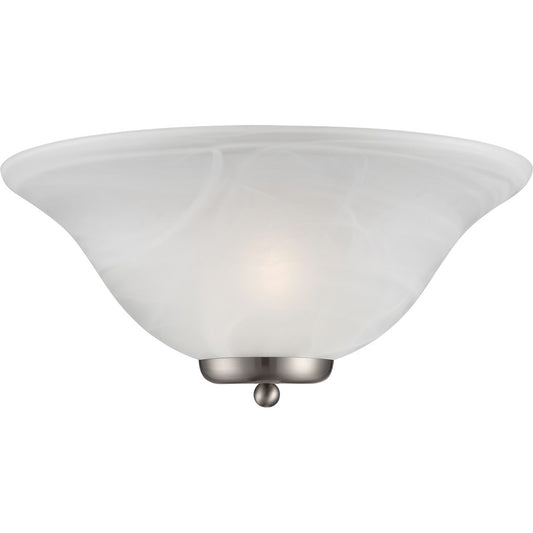 Nuvo Ballerina 1-Light Wall Sconce | Traditional Brushed Nickel and Alabaster Glass | Hallway & Bedroom Accent Light | 7.825in Extension | Model 60-5381