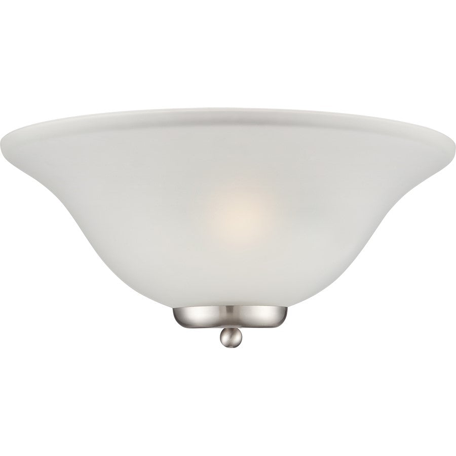 Nuvo Ballerina 1-Light Wall Sconce | Traditional Brushed Nickel and Frosted Glass | Hallway & Bedroom Accent Light | 15.8 x 7.8 x 7 in | Model 60-5382
