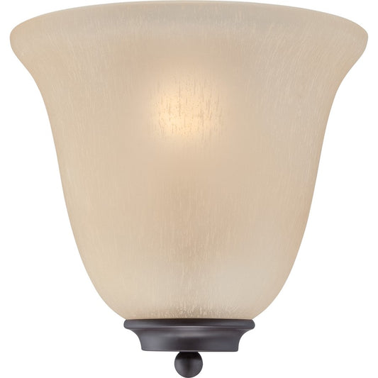 Nuvo Empire 10in 1-Light Wall Sconce | Traditional Mahogany Bronze and Champagne Glass | Hallway & Bedroom Accent Light | 10 x 5 x 9.625 in | Model 60-5383