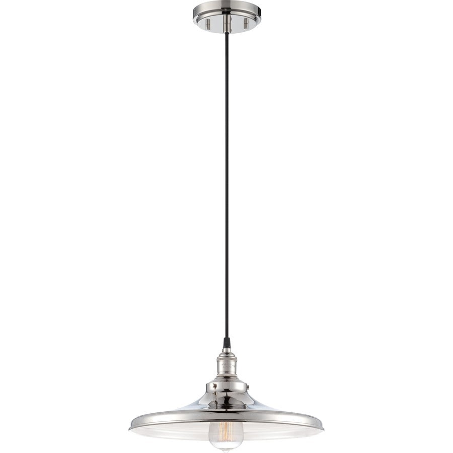 Nuvo Vintage 14in 1-Light Pendant | Transitional Polished Nickel Metal Shade | Kitchen Island & Dining Room | 14 x 14 x 6.75 in | Model 60-5406