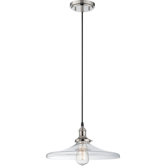 Nuvo Vintage 14in 1-Light Pendant | Transitional Polished Nickel and Clear Glass | Kitchen Island & Dining Room | 14 x 14 x 6.75 in | Model 60-5407
