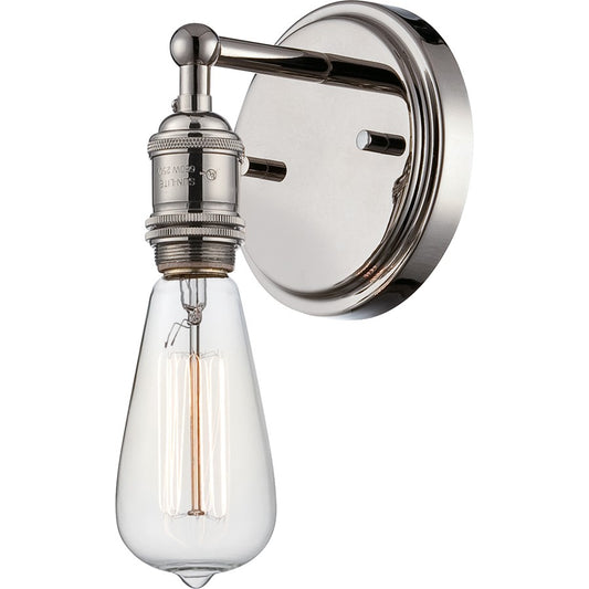 Nuvo Vintage 9in 1-Light Wall Sconce | Transitional Polished Nickel | Damp Rated Hallway & Bathroom | 4.88 x 9 in | Model 60-5415