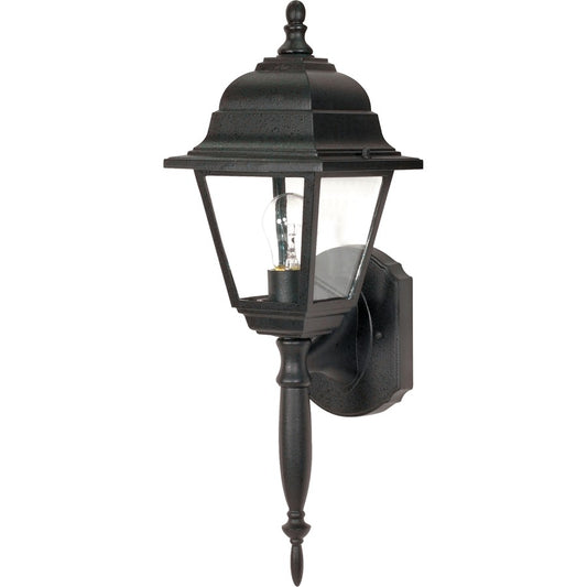 Nuvo Briton 18in 1-Light Outdoor Wall Lantern | Industrial Black and Clear Seed Glass | Covered Porch & Entryway | 6 x 18 x 12 in | Model 60-542