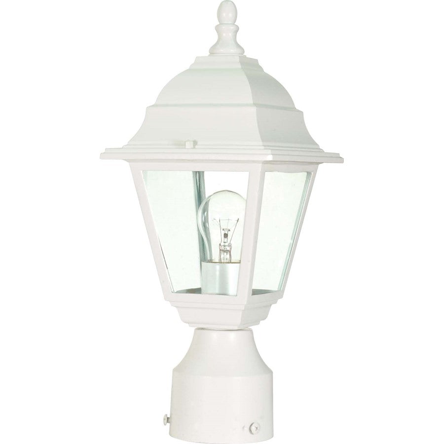 Nuvo Lighting Briton 14in 1-Light Post Lantern | Traditional White and Clear Glass | Outdoor Entry & Garden Path | 15 x 15 x 26 in | Model 60-546