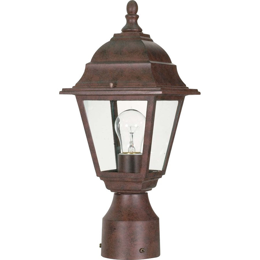 Nuvo Lighting Briton 14in 1-Light Post Lantern | Traditional Old Bronze and Clear Glass | Outdoor Entry & Garden Path | 6 x 6 x 14 in, Wet | Model 60-547