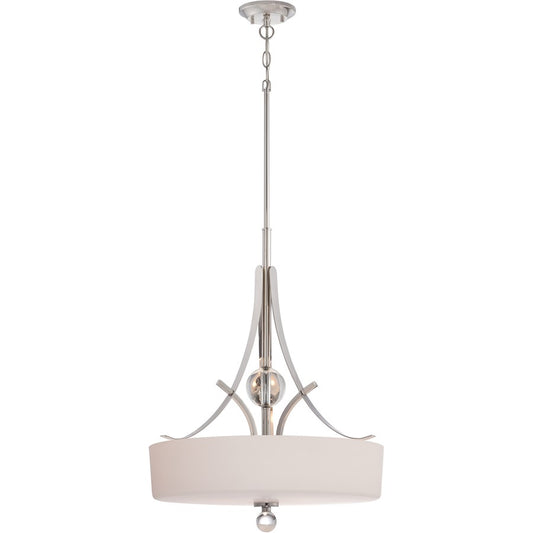 Nuvo Connie 20in 3-Light Pendant | Traditional Polished Nickel and Satin White Glass | Kitchen Island & Dining Room | 20 x 20 x 37.12 in | Model 60-5494
