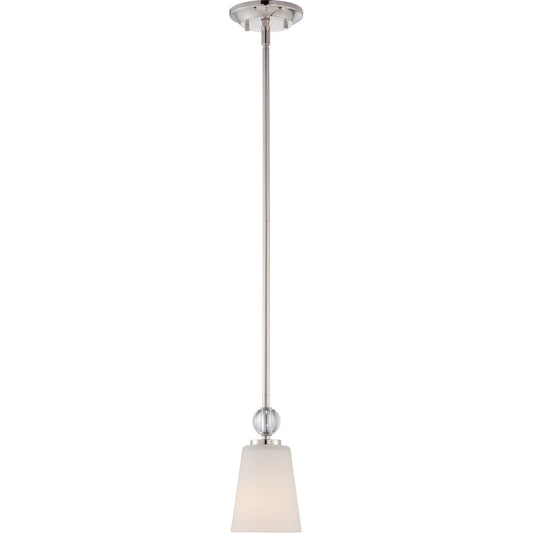 Nuvo Connie 4.75in 1-Light Mini Pendant | Traditional Polished Nickel and Satin White Glass | Kitchen Island & Dining Room | 4.75 x 4.75 x | Model 60-5498