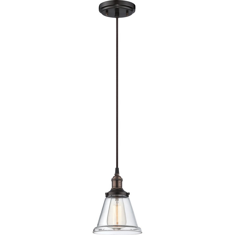 Nuvo Lighting Vintage 6.5in 1-Light Pendant | Transitional Rustic Bronze and Clear Glass | Kitchen Island & Dining Room | 6.5 x 8.62 in | Model 60-5502