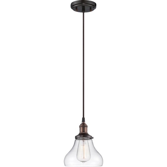 Nuvo Lighting Vintage 7in 1-Light Pendant | Transitional Rustic Bronze and Clear Glass | Kitchen Island & Dining Room | 7 x 7 x 8.62 in | Model 60-5503