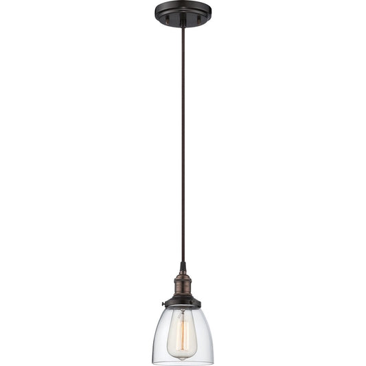 Nuvo Lighting Vintage 1-Light Pendant | Transitional Rustic Bronze and Clear Glass | Kitchen Island & Dining Room | 5.12 x 8.62 in | Model 60-5504