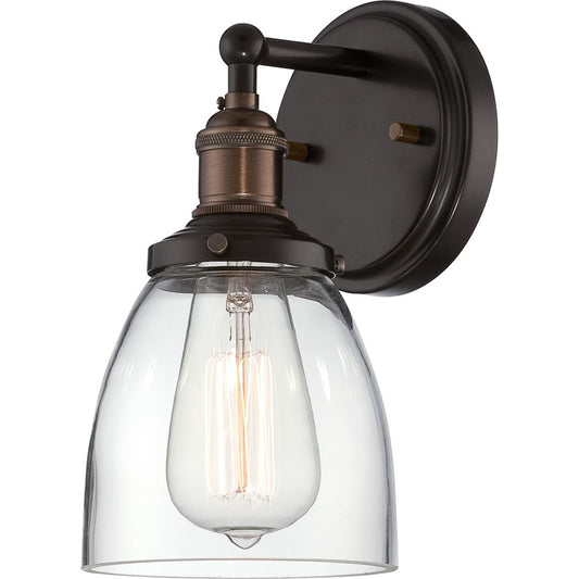 Nuvo Lighting Vintage 1-Light Wall Sconce | Transitional Rustic Bronze and Clear Glass | Entryway & Hallway Accent Light | 5.12 x 9.75 in | Model 60-5514