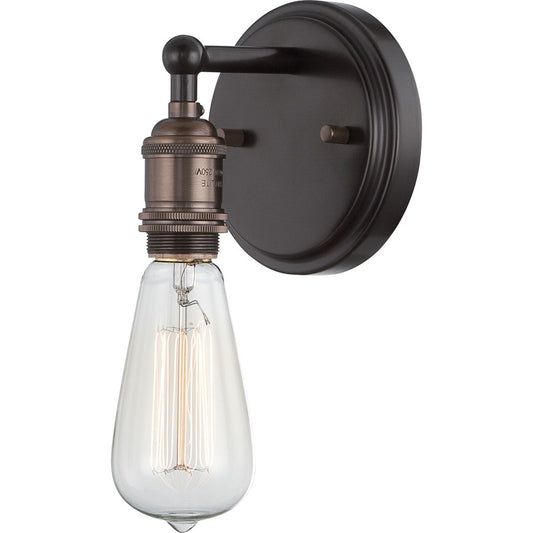 Nuvo Vintage 1-Light Wall Sconce | Transitional Rustic Bronze | Bathroom & Hallway Accent Light | 4.88 x 9 in, Damp Rated | Model 60-5515
