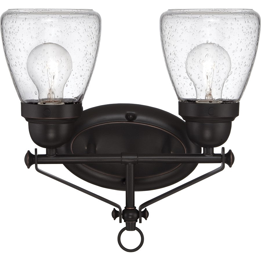 Nuvo Laurel 12.88in 2-Light Vanity Light | Traditional Sudbury Bronze and Clear Seeded Glass | Bathroom Vanity | 12.88 x 12.88 x 5.5 in | Model 60-5542