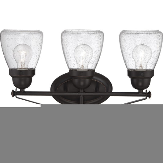 Nuvo Laurel 19in 3-Light Vanity Light | Traditional Sudbury Bronze and Clear Seeded Glass | Bathroom Vanity | 19.12 x 12.875 x 5.25 in | Model 60-5543