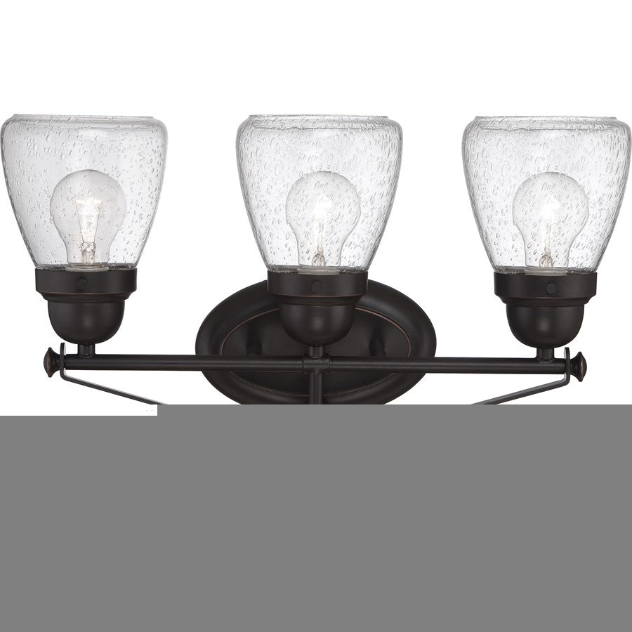 Nuvo Laurel 19in 3-Light Vanity Light | Traditional Sudbury Bronze and Clear Seeded Glass | Bathroom Vanity | 19.12 x 12.875 x 5.25 in | Model 60-5543