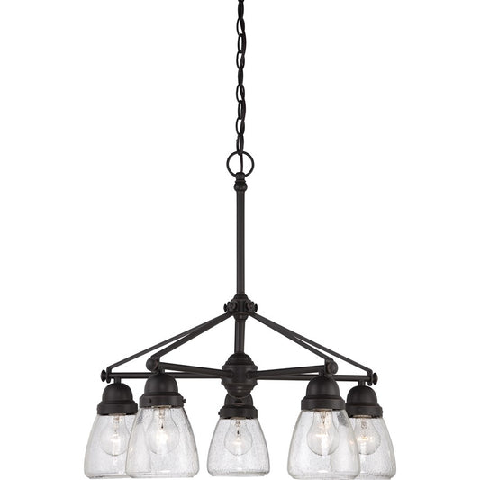 Nuvo Lighting Laurel 22.5in 5-Light Chandelier | Traditional Sudbury Bronze and Clear Seeded Glass | Dining Room & Living Room | 22.5 x | Model 60-5545