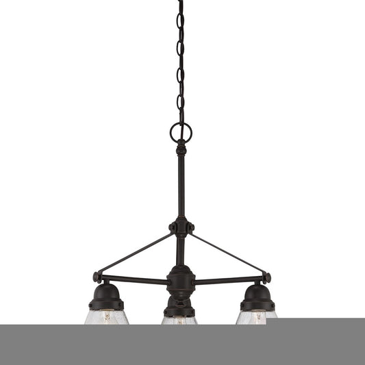 Nuvo Laurel 21.5in 3-Light Chandelier | Traditional Sudbury Bronze and Clear Seeded Glass | Dining Room & Living Room | 21.5 x 21.5 x | Model 60-5546