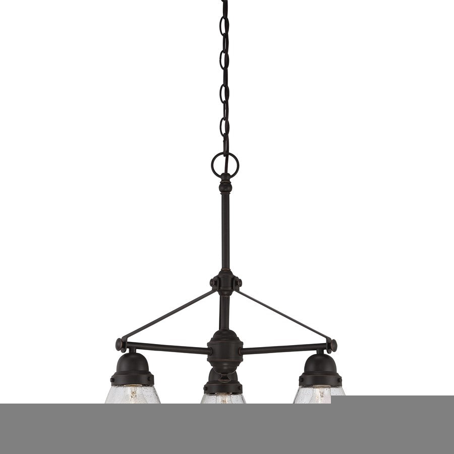 Nuvo Laurel 21.5in 3-Light Chandelier | Traditional Sudbury Bronze and Clear Seeded Glass | Dining Room & Living Room | 21.5 x 21.5 x | Model 60-5546