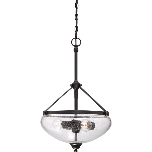 Nuvo Laurel 15.5in 3-Light Pendant | Traditional Sudbury Bronze and Clear Seeded Glass | Kitchen Island & Dining Room | 15.5 x 15.5 x | Model 60-5547