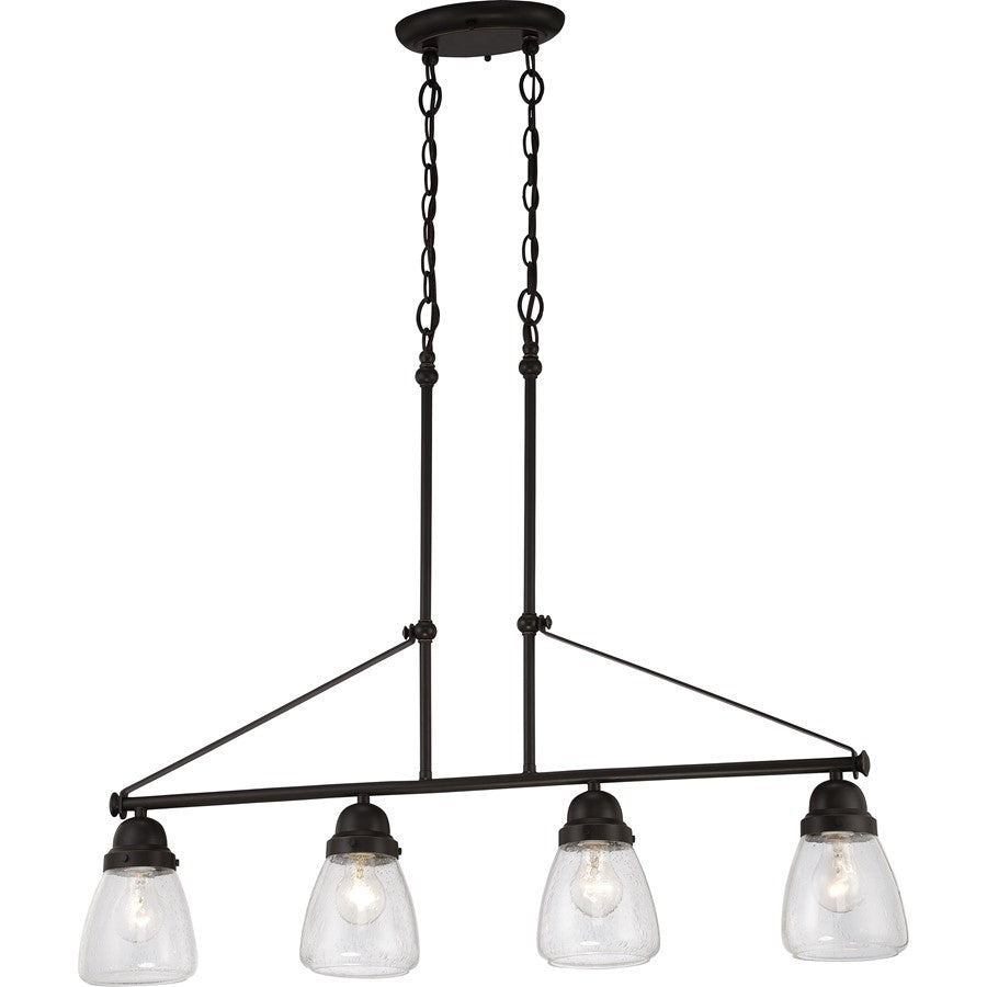 Nuvo Laurel 35.75in 4-Light Wall Sconce | Traditional Sudbury Bronze and Clear Seeded Glass | Living Room & Hallway | 35.75 x 5.25 x 29 in | Model 60-5548