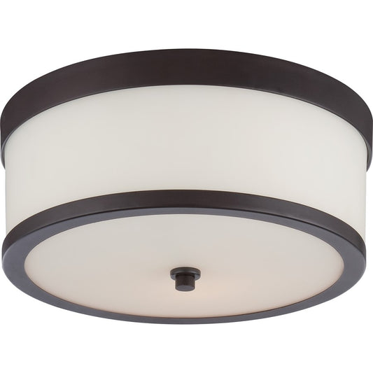 Nuvo Celine 13.62in 2-Light Flush Mount | Transitional Venetian Bronze and Etched Opal Glass | Hallway & Bathroom Ceiling Light | 13.62 x | Model 60-5576