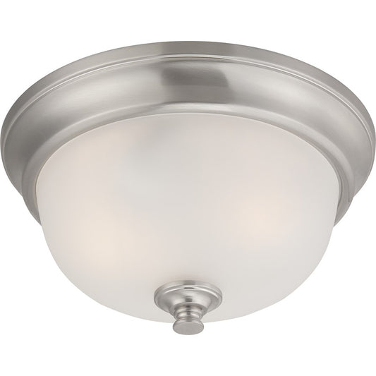Nuvo Elizabeth 11in 2-Light Flush Mount | Traditional Brushed Nickel and Frosted Glass | Hallway & Bedroom Ceiling Light | 11 x 11 x 5.5 in | Model 60-5590
