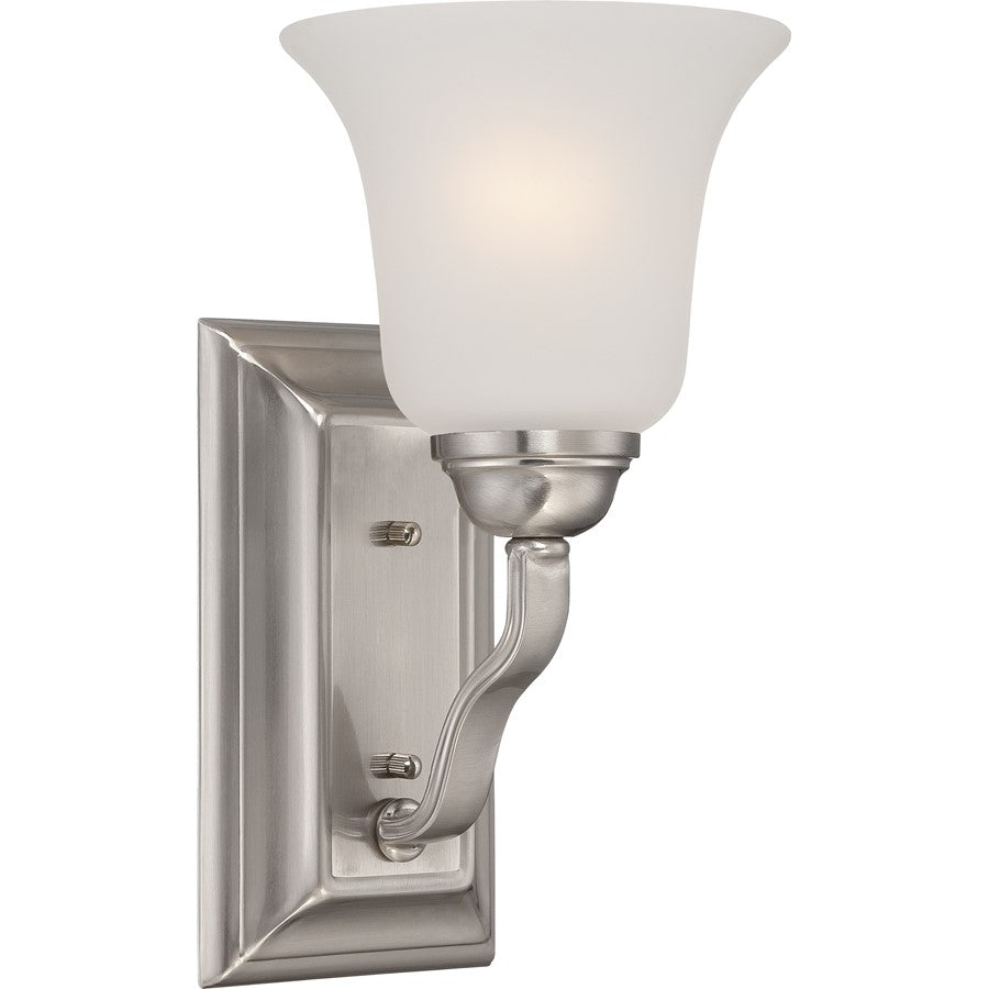 Nuvo Elizabeth 6in 1-Light Vanity Light | Traditional Brushed Nickel and Frosted Glass | Bathroom Vanity | 6 x 11.12 x 6.38 in | Model 60-5591