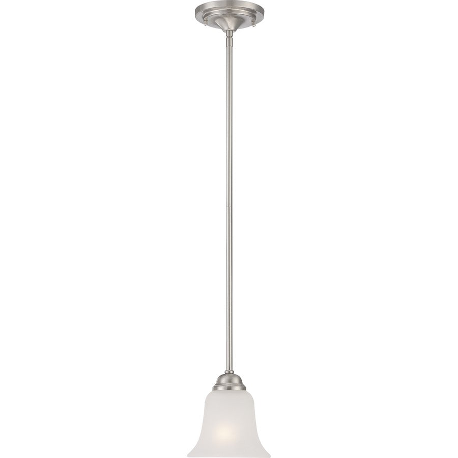 Nuvo Elizabeth 6in 1-Light Mini Pendant | Traditional Brushed Nickel and Frosted Glass | Kitchen Island & Dining Room | 6 x 6 x 51 in | Model 60-5597