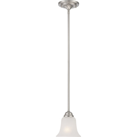 Nuvo Elizabeth 6in 1-Light Mini Pendant | Traditional Brushed Nickel and Frosted Glass | Kitchen Island & Dining Room | 6 x 6 x 51 in | Model 60-5597