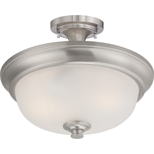 Nuvo Elizabeth 18in 2-Light Semi Flush Mount | Traditional Brushed Nickel and Frosted Glass | Entryway & Hallway Ceiling Light | 18 x | Model 60-5600