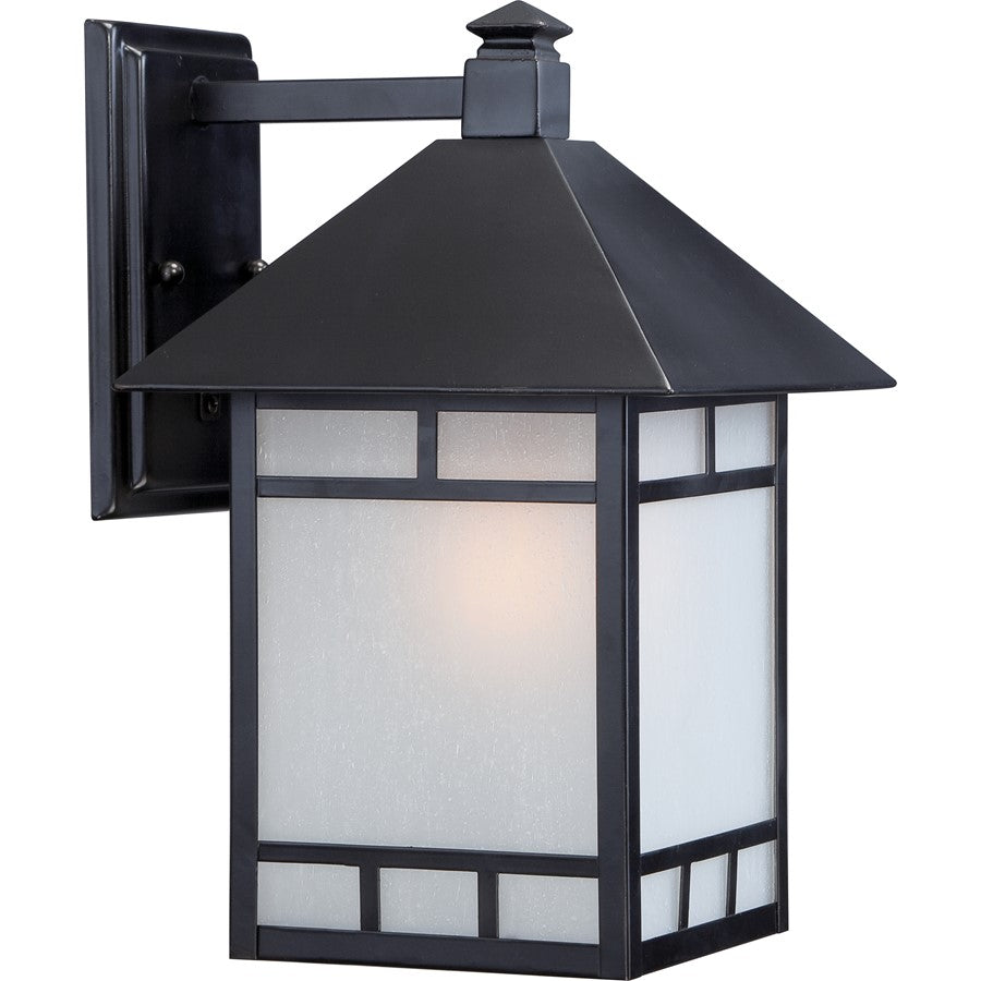 Nuvo Drexel 9in 1-Light Outdoor Wall Fixture | Traditional Stone Black and Frosted Seed Glass | Covered Patio & Entryway | 9 x 14 x 10.5 in | Model 60-5602