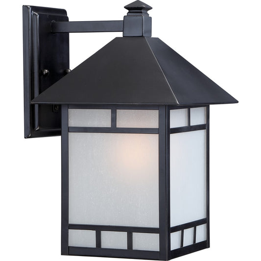 Nuvo Drexel 9in 1-Light Outdoor Wall Fixture | Traditional Stone Black and Frosted Seed Glass | Covered Patio & Entryway | 9 x 14 x 10.5 in | Model 60-5602
