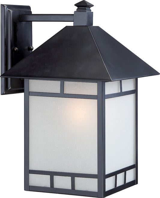 Nuvo Drexel 10in 1-Light Outdoor Wall Fixture | Traditional Stone Black and Frosted Seed Glass | Covered Patio & Entryway | 10 x 11.5 x | Model 60-5603