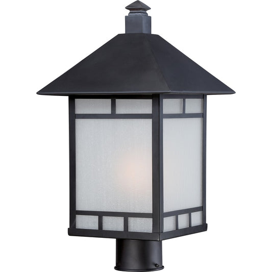 Nuvo Drexel 10in 1-Light Outdoor Post Light | Traditional Stone Black and Frosted Seed Glass | Covered Patio & Garden Path | 10 x 10 x 18 | Model 60-5605