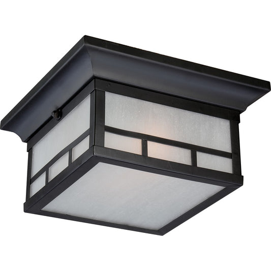 Nuvo Drexel 11in 2-Light Outdoor Flush Mount | Traditional Stone Black and Frosted Seed Glass | Covered Patio & Entryway | 11 x 5.5 in | Model 60-5606