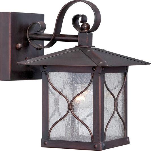 Nuvo Vega 6.5in 1-Light Outdoor Wall Lantern | Traditional Classic Bronze and Clear Seed Glass | Entryway & Covered Patio | 6.5 x 9.75 in | Model 60-5611