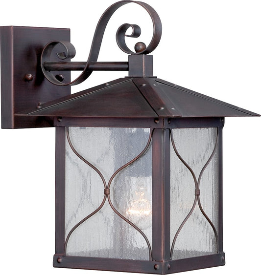 Nuvo Vega 9in 1-Light Outdoor Wall Lantern | Traditional Classic Bronze and Clear Seed Glass | Covered Patio & Entryway | 9 x 11.25 x 13.5 | Model 60-5612