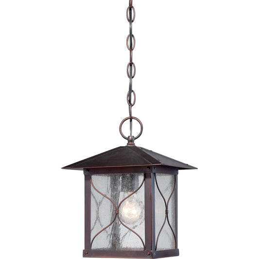 Nuvo Vega 12in 1-Light Outdoor Hanging Fixture | Traditional Classic Bronze and Clear Seed Glass | Covered Patio & Entryway | 9 x 9 x 12 in | Model 60-5614