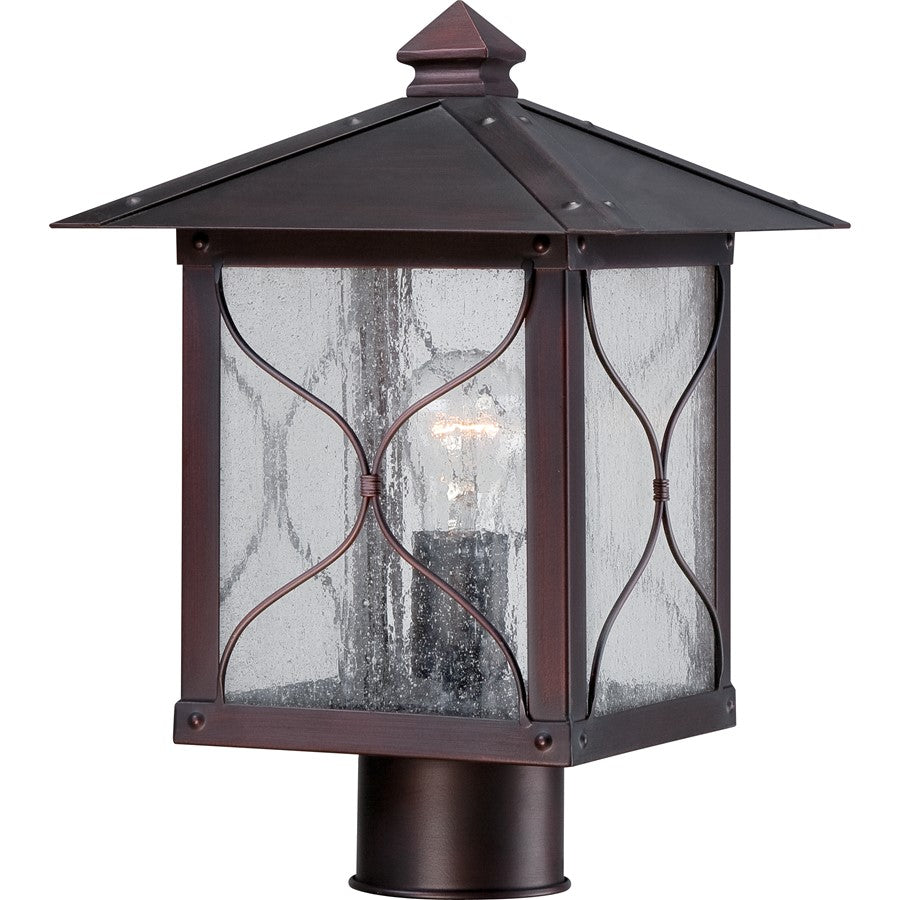 Nuvo Vega 9in 1-Light Outdoor Post Light | Traditional Classic Bronze and Clear Seed Glass | Front Porch & Garden Path | 9 x 9 x 13.25 in | Model 60-5615