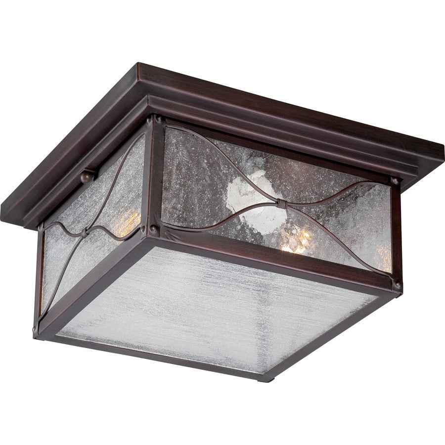 Nuvo Vega 11in 2-Light Outdoor Flush Mount | Traditional Classic Bronze and Clear Seed Glass | Covered Patio & Entryway | 11.25 x 5.12 in | Model 60-5616