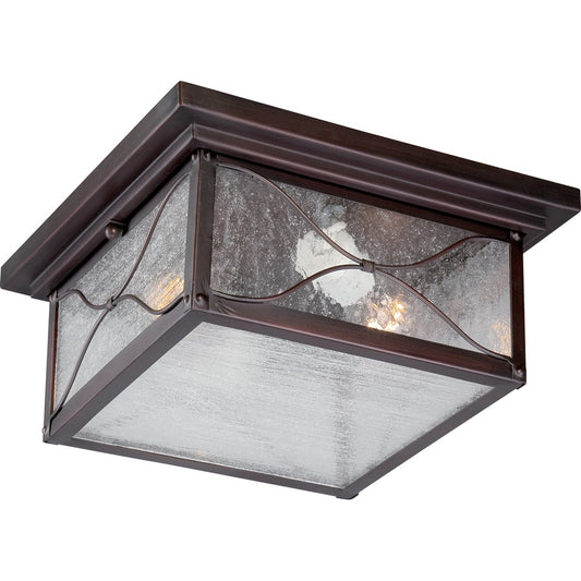 Nuvo Vega 11in 2-Light Outdoor Flush Mount | Traditional Classic Bronze and Clear Seed Glass | Covered Patio & Entryway | 11.25 x 5.12 in | Model 60-5616