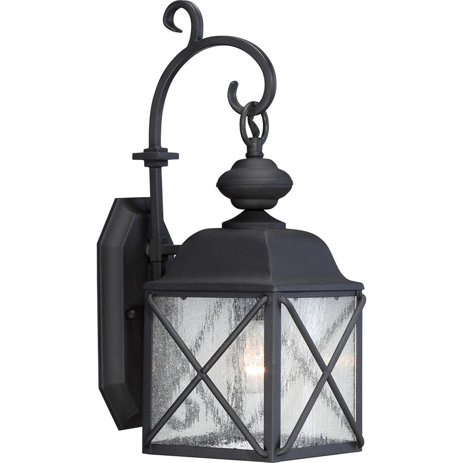 Nuvo Wingate 6in 1-Light Outdoor Wall Fixture | Traditional Textured Black and Clear Seed Glass | Covered Patio & Entryway | 6.88 x 9.25 x | Model 60-5621