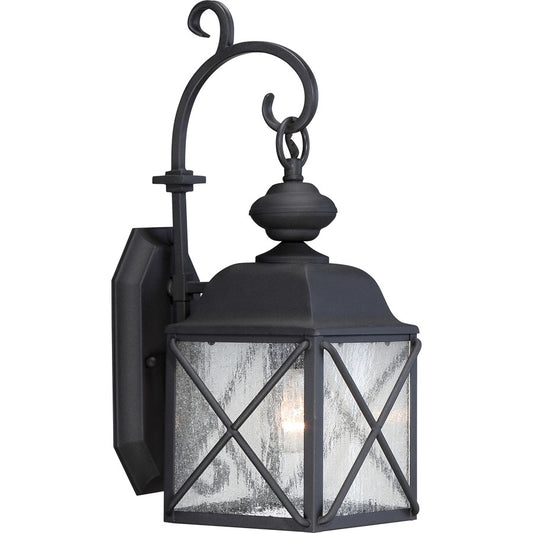 Nuvo Wingate 6in 1-Light Outdoor Wall Fixture | Traditional Textured Black and Clear Seed Glass | Covered Patio & Entryway | 6.88 x 9.25 x | Model 60-5621