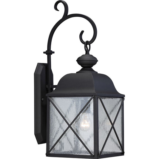 Nuvo Wingate 1-Light Outdoor Wall Lantern | Traditional Textured Black and Clear Seed Glass | Entryway & Covered Patio | 9.88 x 13.12 x | Model 60-5622