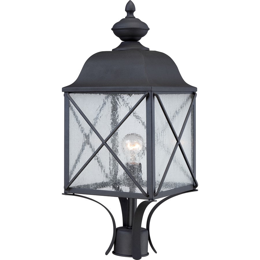 Nuvo Wingate 23in 1-Light Outdoor Post Fixture | Traditional Textured Black and Clear Seed Glass | Entryway & Garden Path | 9.88 x 23 in | Model 60-5625