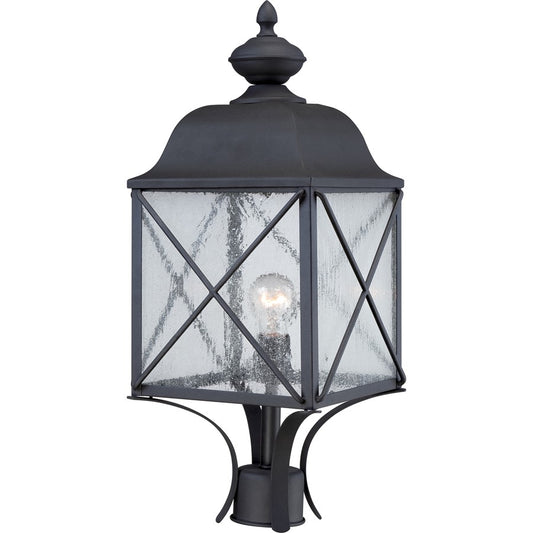 Nuvo Wingate 23in 1-Light Outdoor Post Fixture | Traditional Textured Black and Clear Seed Glass | Entryway & Garden Path | 9.88 x 23 in | Model 60-5625